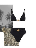Luxury Underwire Metal Decorated Biquini Women's Swimsuit Fashion Mujer Low Waist Bikini Swimwear Lady Bathing Suit Beachwear