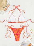 2025 Triangle Halter String Bikini Women Printed Swimwear Female Sexy Swimsuit Bathers Bathing Swimming Swim Suit Beachwear