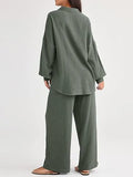 2026 Spring and Summer Casual Suit New Fashion Suit Loose Casual Top Wide Leg Pants Two-piece Set for Women