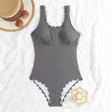 S - XXL 11 Colors Ribbed Frilled Women Swimwear One Piece Swimsuit Female Backless High Leg Cut Bather Bathing Suit Swim K7097