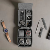 5-Watch Travel Case with Zipper | Durable Portable Organizer for Watches & Smartwatches up to 50mm (Black/Grey)