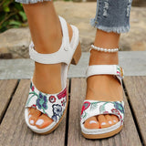 Women's Peep Toe Hihg Heel Sandals 2026 Gladiator Shoes Chunky Heel Platform Women's Sandals Flower Ladies Heeled Shoes