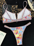 V-Bar Underwired Polka Dot Bikini 2025 Women Swimsuit Female Swimwear Two Pieces Bikini Set Ribbed High Cut Bathing Suit Swim