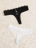 Transparent lace sexy women's thong black and white two pairs of women's underwear invisible underwear bikini A360