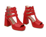Summer New Style Fashion High-heeled Exposed Toes Women's Sandals Sexy Party Zipper Square Heel Women's Sandals Size 34-50