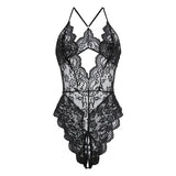 Women Sexy Lace Teddy Lingerie Deep V Mesh Sheer Bodysuit Backless Crotchless One Piece Babydoll Nightwear