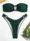 Ring Link Bandeau Bikini 2026 Women Brazilian Swimwear Female Sexy Swimsuit Solid Beachwear Bathers Bathing Swimming Swim Suit