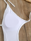 Sexy Halter V Neck Wrinkled Female Swimwear One Piece Swimsuit Women Backless Monokini High Leg Cut Bathing Suit Swim Beach Wear
