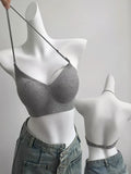 Japan Style Seamless V-Neck Halter Bra Small Bust Petite Straps Open Back Sexy Underwear Women One Piece Comfort Fit Daily Wear