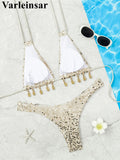 Shiny Sequins Halter Bikini Female Swimsuit Women Swimwear Two-pieces Bikini Set Brazilian Padded Bather Bathing Suit Swim V7619