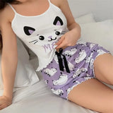 New Women's Fun Printed Suspender Top with Shorts Pajama Set Casual Home Style Pajamas for Women  Sleepwear Lingerie