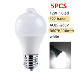 E27 LED Motion Sensor Bulb LED Lamp 85-265V PIR Sensor Light Bulb Auto ON/OFF Night Light For Porch Stairs Garage Security Light