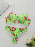 Hot Selling High-quality Multi-color Lingerie 2-piece set For Women's Underwear Beautiful Print Push Up Bra Beach party bikini