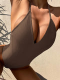 3 Colors Sexy One Piece Swimsuit Swimwear Women Deep V-neck Colorful Chain Solid Bathing Suit Beachwear 2026 New Bikinis Mujer