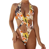 2025 Sexy High Cut Out Halter Female Swimwear One Piece Swimsuit Women Cross Bandage Monokini Bather Bathing Suit Swim Bodysuit