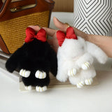 Bag Accessories Fashion Pluff Bunny Keychain Fluffy Lovely Play Dead Rabbit Cute 13cm Rabbit Fur Keychain Women