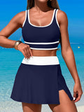 2026 Sporty Swimsuit Women Two Pieces High Waist Beach Dress Solid Swimwear Female Bathers Bathing Swimming Swim Suit Beachwear