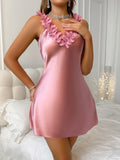 V-neck Fashion Women's Nightgown Solid Simple Strapless Dress Romantic Vacation Short Skirt Sexy Backless Pajama for Women