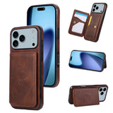 Business Magnetic Luxury Cards Solt Wallet Leather Phone Case For iPhone 17 Pro Max 16 Plus 15 Plus 14 13 12 11 Stand Bag Cover