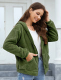 Phantasy Woman Hooded Fleece Coat Womens Casual Jacket Soft Heavy Autumn Winter Solid Hooded Jacket Ladies Outwear Overcoat