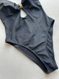 Sexy Hollow Out Metal Buckle One Piece Swimsuit 2026 Women Black Backless Slimming Bathing Suit Beach Holiday Swimwear Monokini
