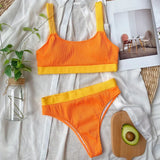 Sexy Splicing Ribbed Bikinis High Waist Bikini 2026 Female Swimsuit Women Swimwear Two-pieces Bikini Set Bathing Suit Swim Lady