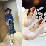 NASBAVI Classic Wedges Shoes for Women Spring Casual Ankle Straps High Heels Pumps Shoes Green Wedge Wedding Office Shoes Female