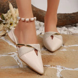 slippers women low heel cutout  slides shoes for womenmetal heel flip flops big size