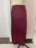 Foridol Autumn Winter Burgundy Satin Skirt Women Party Silk Skirt High Waist Straight Long Faldas Mujer Christmas Skirt