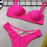 Sexy Ribbed Underwired V-bar Bikini Women Swimsuit Female Swimwear Two-pieces Bikini Set High Cut Bathing Suit Swim Beach Wear