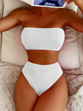 2025 Glitter Sparkling Female Swimsuit High Waist Bikini Women Swimwear Two Pieces Bikini Set Wrinkled Bandeau Bathing Suit Swim