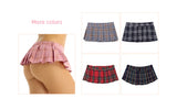 Sexy Plaid Pleated Mini Skirt Cosplay Outfit for Women Bodycon Clubwear Japanese Style Cute Ultra Short Lingerie Costume