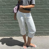 Low Rise Drawstring Yoga Wide Leg Pajama Pants Women Summer Capri Pants Casual Workout Sweatpants Knee Length Lounge Pants
