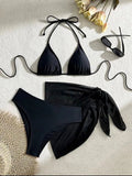 Women Pink Micro Mini String Bikini Sets 4 Pieces with Mesh Cover Tops and Skirt Swimsuit Bathing Suit Beach Outfits Biquini