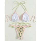 5 Colors Sexy Printed Halter Frilled Bikini Women Swimwear Female Swimsuit Two-Pieces Bikini Set Bather Bathing Suit Swim V4651