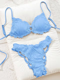 2026 Wrinkled Ruffled Halter Bikini Female Swimsuit Women Swimwear Two-pieces Bikini Set Bather Bathing Suit Swim Lady Beachwear