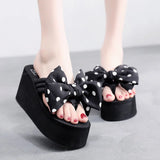 Summer Slippers Women Wedges Sandals Super High Heels Ladies Fashion Flip Flops Cute Bowknot Female Party Shoes Plus Size Slides