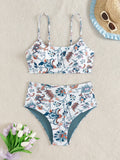 ZTVitality Sexy Floral Print Female Swimsuit Women Bikini 2025 Swimwear High Waist Bikinis Two Pieces Summer Beachwear Biquini