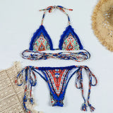 2025 New Sexy Micro Bikini Print Swimwear Women Brazilian Biquini Low Waist Swimsuit Padded Monokini Female Cut Out Bathing Suit