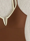 2025 Splicing Underwired V-Bar Women Micro Thong Swimwear One Piece Swimsuit Female Backless Monokini High Cut Bathing Suit Swim
