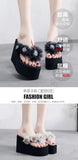 2025 New Beach Flip Flops For Women Summer Wedges Shoes Bohemian Flower Slippers Girls Sexy High Heels Street Platform Sandals