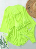 Sexy Long Sleeves Cover Up Bikini Set Women White Black Push Up Mesh Dress 3 Piece Swimsuit Bathing Suit Thong Swimwear 2026