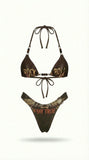 2026 Printed Trangle Bikini Women Sexy Swimsuit Bead Straps Swimwear Bandeau Biquini Female Micro Bikinis Bathing Suit Beachwear