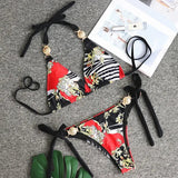 New Print Metal Halter Bikini 2025 Women Swimsuit Female Swimwear Two-pieces Bikini set Brazilian Bather Push Up Bathing Suit