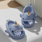 Summer Ice Cream Shark Slippers for Couples Cute Anti-Slip Thick Sole Indoor Bathroom Slides Men Women Beach Street Sandals