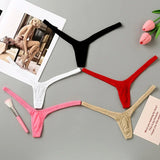 4PCS Thong Sexy Low Waist Mini Panties Deep V Thong Women's Breathable One Line Bikini Bottom Thong Female Panty Women Underwear