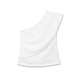 Women's Fashion Casual Off-Shoulder Stylish Top White Top Slim Fit Single Sleeve Casual Blouse For Women Daily Party Wear QHRH