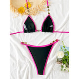 S - XL New Sequins Rhinestones Halter Bikini Female Swimsuit Women Swimwear Two-Pieces Bikini Set Bather Bathing Suit Swim V8359