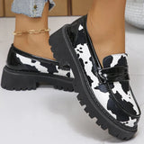 Casual Zebra Stripes Loafers Shoes for Women Spring Autumn Round Toe Platform Women's Loafers Plus Size Shoes Female