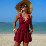 Women's One Piece Swimsuit High Waisted Tummy Control Swimwear with Pockets High Elastic 2026 New Beachwear Beach Bathing Suit